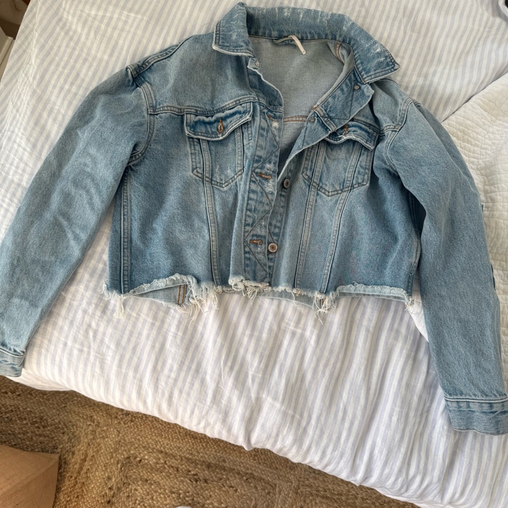 Free People Denim Cropped Jacket
